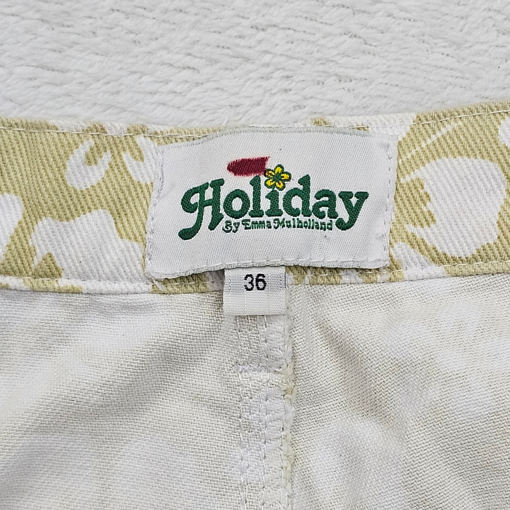 Holiday Happy Hibiscus Kokomo Pants Womens 36 Yellow Floral Smiley Wide Leg - Picture 4 of 10